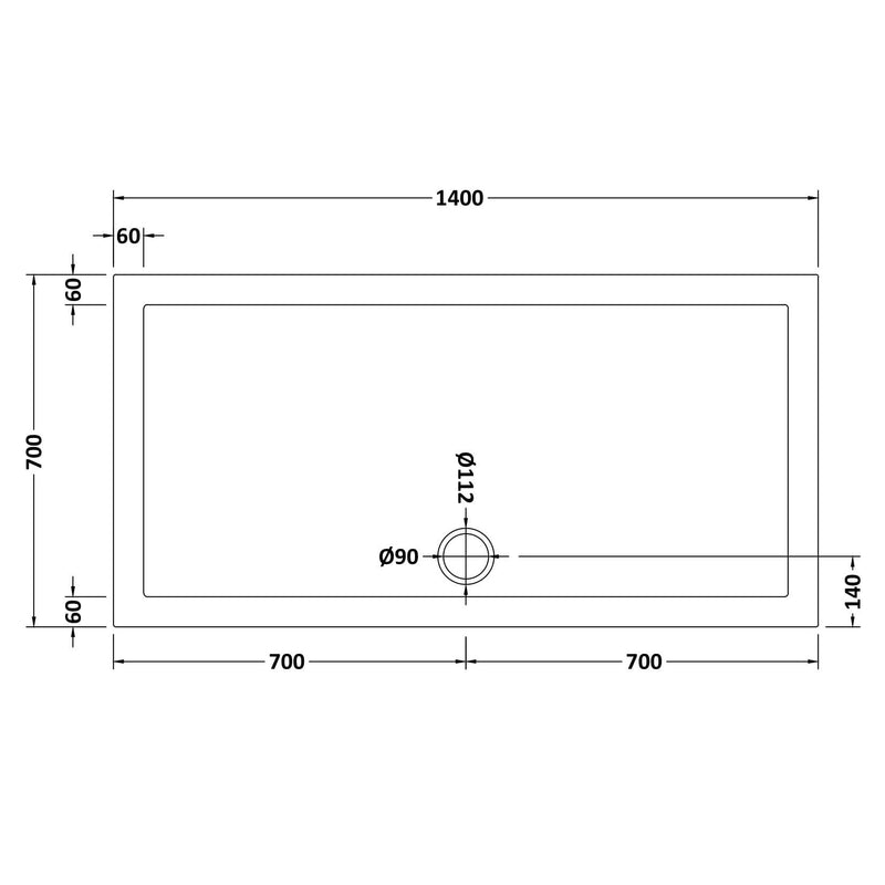 Porto Matt Black 6mm Sliding Shower Door With Slate Effect Stone Resin Tray & Waste - 1400 x 700mm