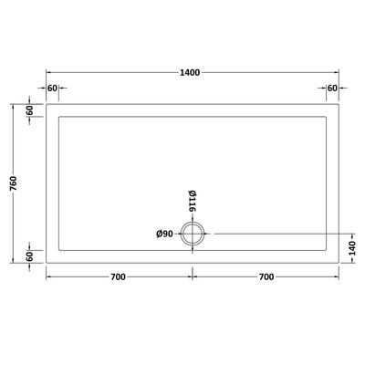 Porto Brushed Brass 6mm Sliding Shower Door With Slate Effect Stone Resin Tray & Waste - 1400 x 760mm