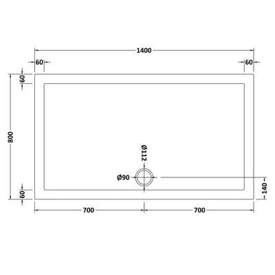 Porto Matt Black 6mm Sliding Shower Door With Slate Effect Stone Resin Tray & Waste - 1400 x 800mm