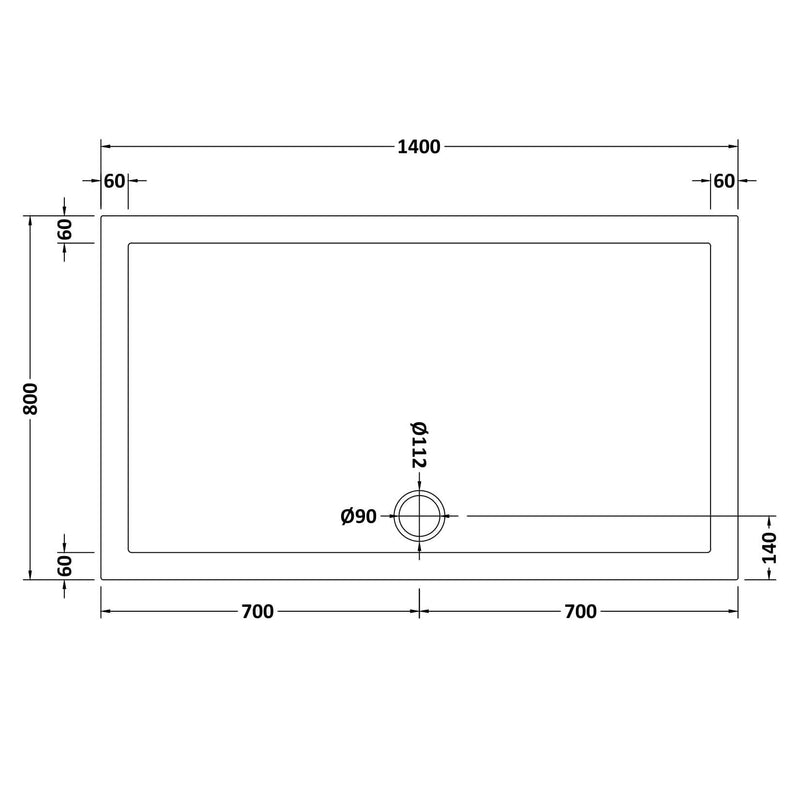 Porto Matt Black 6mm Sliding Shower Door With Slate Effect Stone Resin Tray & Waste - 1400 x 800mm