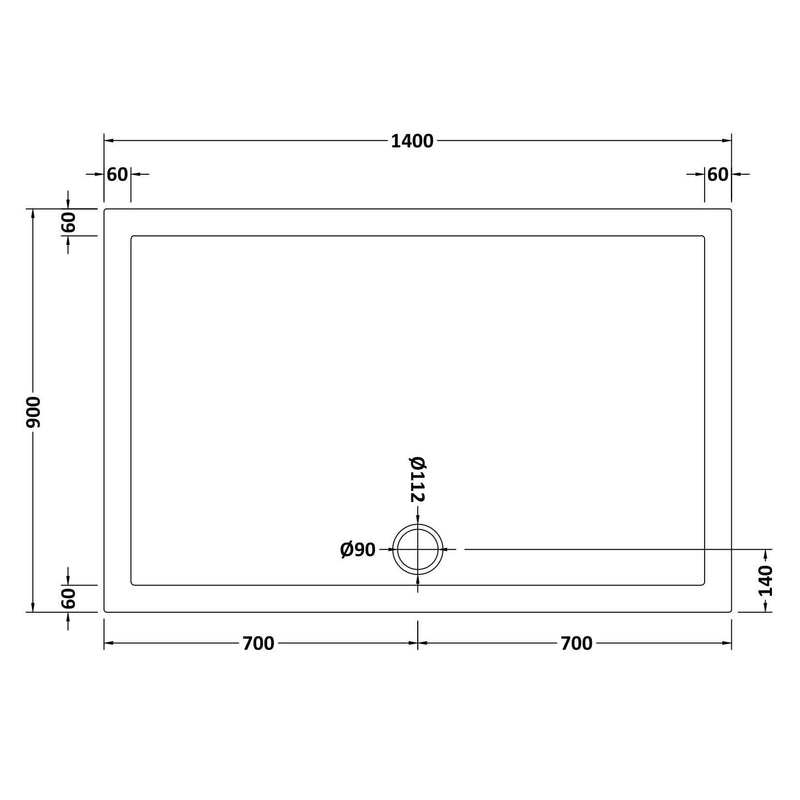 Porto Chrome 6mm Sliding Shower Door With White Stone Resin Tray & Waste - 1400 x 900mm