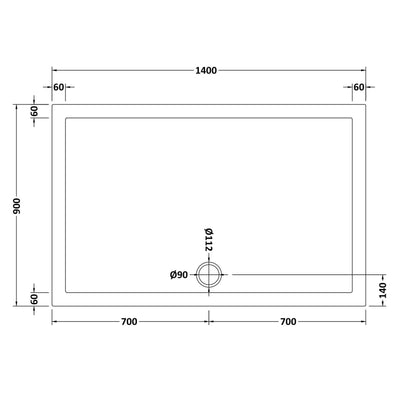 Porto Matt Black 6mm Sliding Shower Door With Slate Effect Stone Resin Tray & Waste - 1400 x 900mm