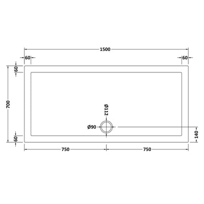 Porto Matt Black 6mm Sliding Shower Door With Slate Effect Stone Resin Tray & Waste - 1500 x 700mm