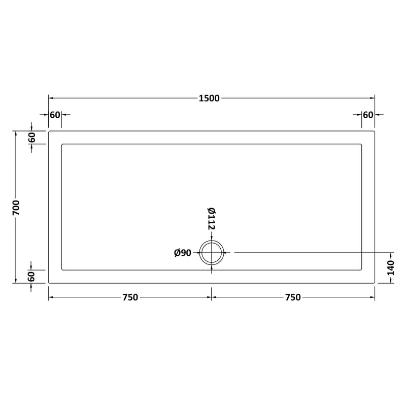 Porto Matt Black 6mm Sliding Shower Door With Slate Effect Stone Resin Tray & Waste - 1500 x 700mm