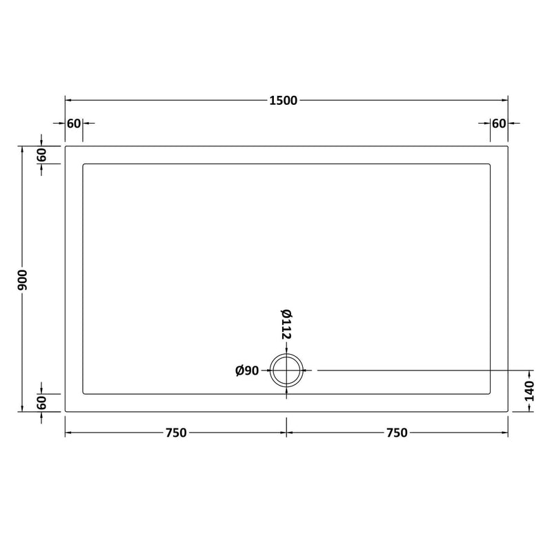 Porto Matt Black 6mm Sliding Shower Door With Slate Effect Stone Resin Tray & Waste - 1500 x 900mm