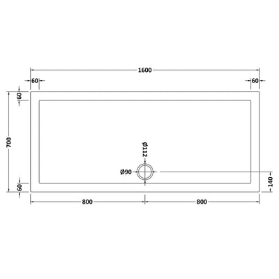 Porto Matt Black 6mm Sliding Shower Door With Slate Effect Stone Resin Tray & Waste - 1600 x 700mm