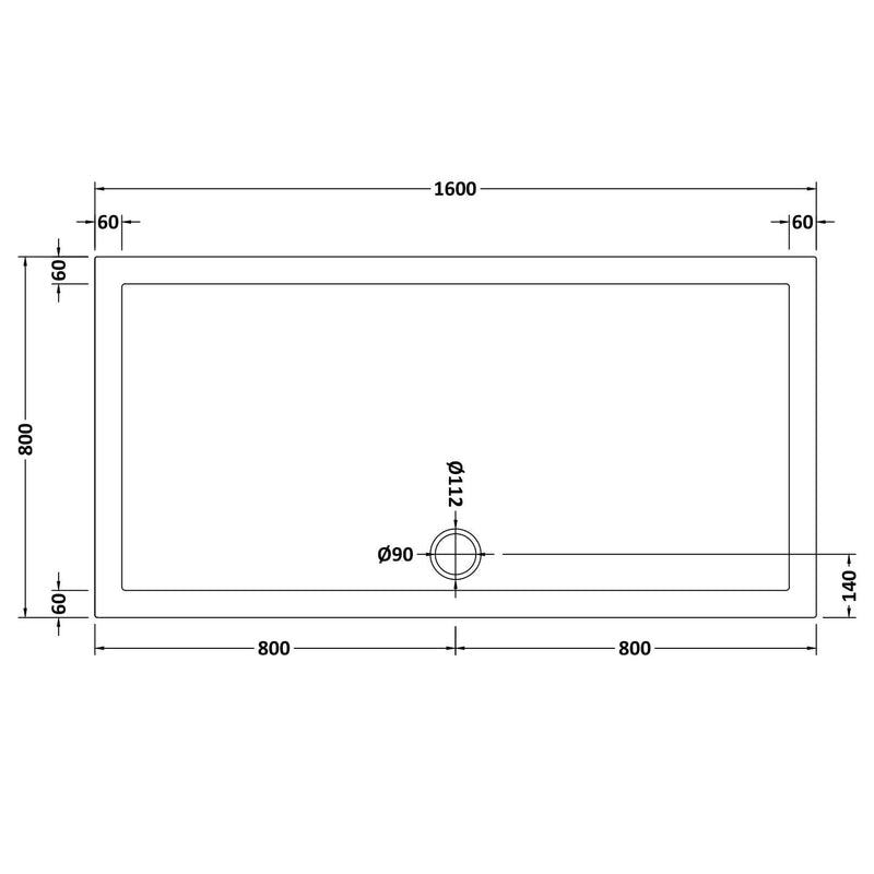 Porto Chrome 6mm Sliding Shower Door With Slate Effect Stone Resin Tray & Waste - 1600 x 800mm