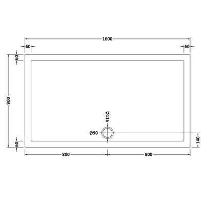 Porto Matt Black 6mm Sliding Shower Door With White Stone Resin Tray & Waste - 1600 x 900mm