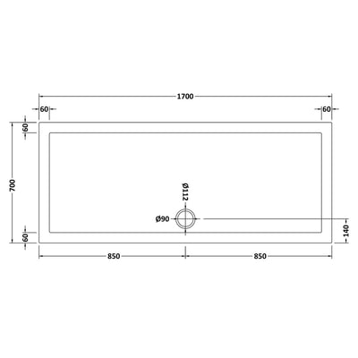 Porto Matt Black 6mm Sliding Shower Door With White Stone Resin Tray & Waste - 1700 x 700mm