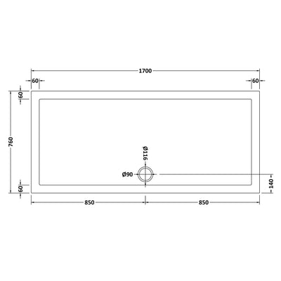 Porto Matt Black 6mm Sliding Shower Door With Slate Effect Stone Resin Tray & Waste - 1700 x 760mm