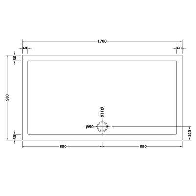 Porto Matt Black 6mm Sliding Shower Door With Slate Effect Stone Resin Tray & Waste - 1700 x 900mm