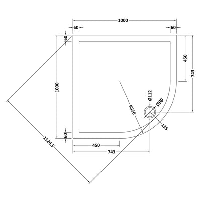 Porto Chrome 6mm Quadrant Shower Enclosure With White Stone Resin Tray & Waste - 1000 X 1000mm