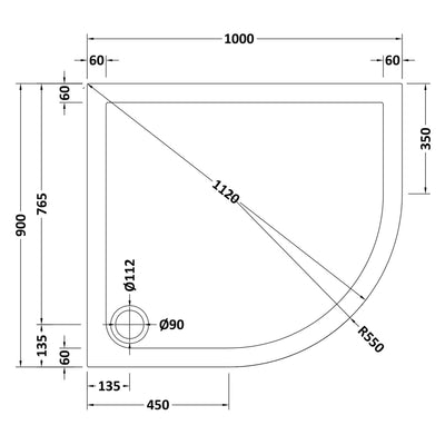 Porto Chrome 6mm Offset Quadrant Shower Enclosure With White Stone Resin Tray & Waste - 1000 x 900mm