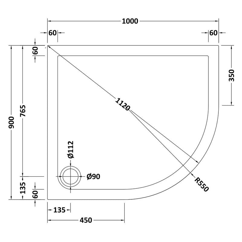 Porto Chrome 6mm Offset Quadrant Shower Enclosure With White Stone Resin Tray & Waste - 1000 x 900mm