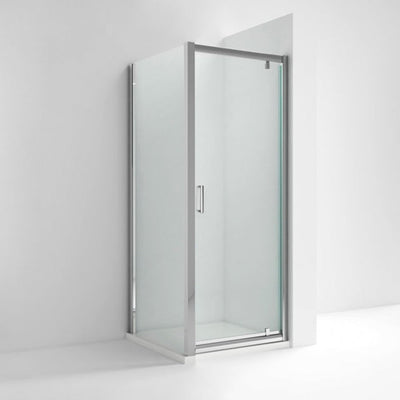 Porto Chrome 6mm Pivot Shower Door With Slate Effect Stone Resin Tray & Waste - 1000 x 900mm