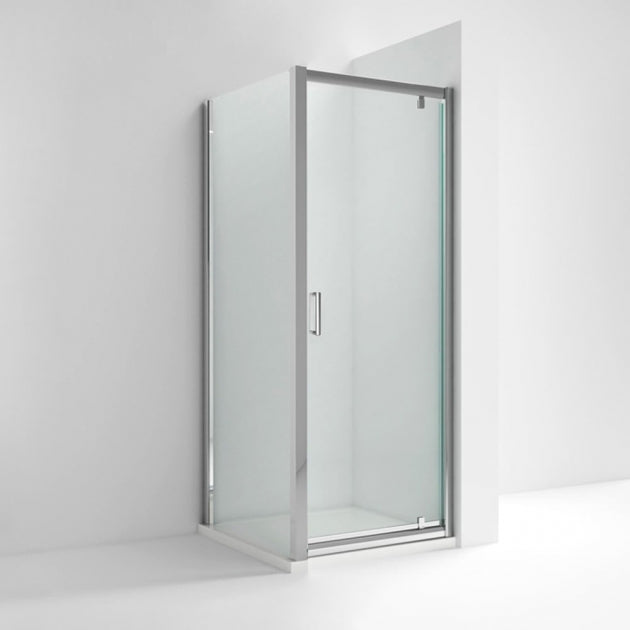 Porto Chrome 6mm Pivot Shower Door With Slate Effect Stone Resin Tray & Waste - 800 x 800mm