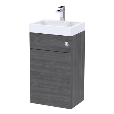 Nuie Athena 2 In 1 500 x 355mm WC & Vanity Unit With Basin & Concealed Cistern - Anthracite Woodgrain