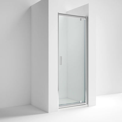 Porto Chrome 6mm Pivot Shower Door With White Stone Resin Tray & Waste - 1000 x 900mm