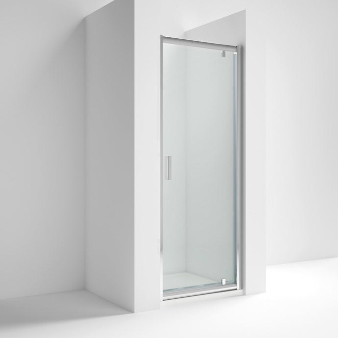 Porto Chrome 6mm Pivot Shower Door With Slate Effect Stone Resin Tray & Waste - 1000 x 1000mm