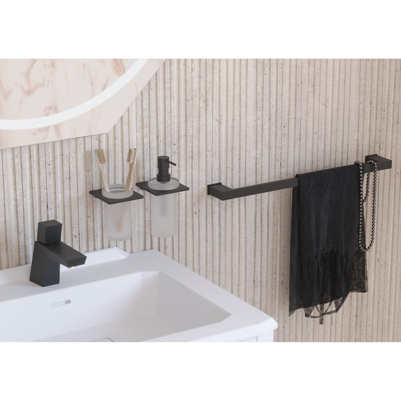 Sonia S Cube Toilet Roll Holder with Flap - Black