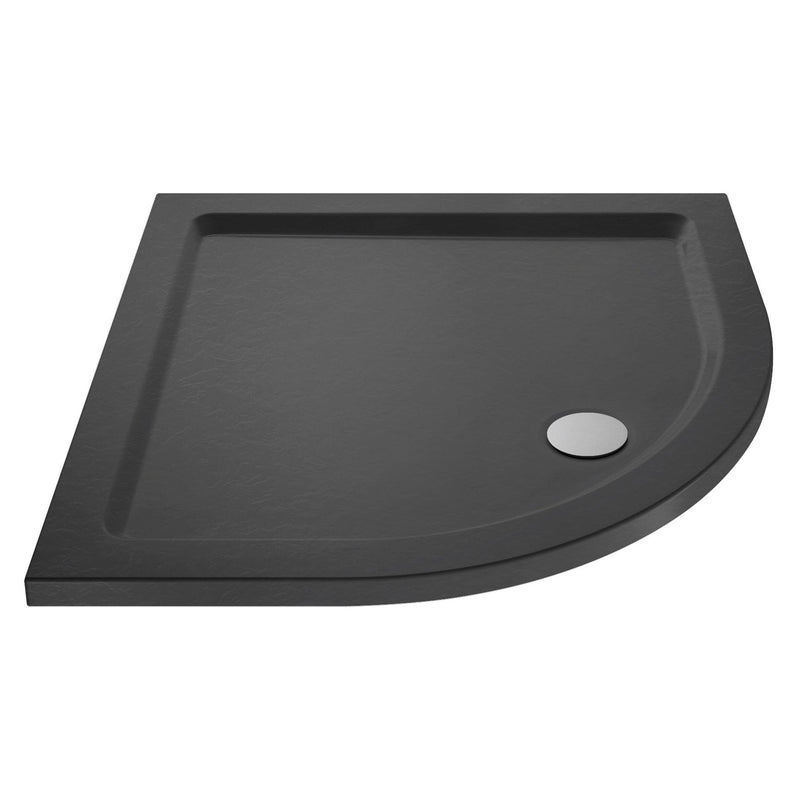 Porto Chrome 6mm Quadrant Shower Enclosure With Slate Effect Stone Resin Tray & Waste - 1000 X 1000mm