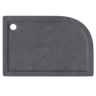 Slate Effect Stone Resin Offset Quadrant Shower Tray & Waste 1200 x 900mm Right Hand