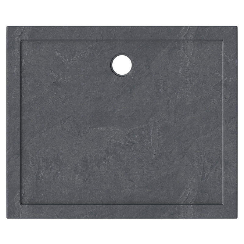 Slate Effect Stone Resin Rectangular Shower Tray & Waste 1300 x 800mm