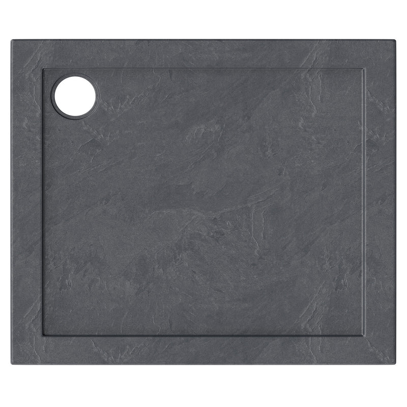 Slate Effect Stone Resin Rectangular Shower Tray & Waste 1100 x 760mm