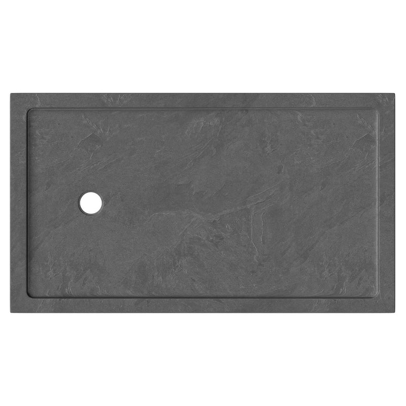 Slate Effect Stone Resin Rectangular Shower Tray 1700 x 700mm With End Waste