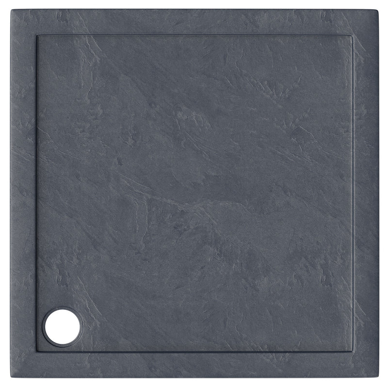 Slate Effect Stone Resin Square Shower Tray & Waste 700 x 700mm
