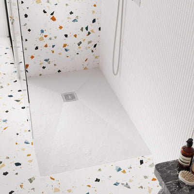 Nuie Slimline White Slate Rectangular Shower Tray