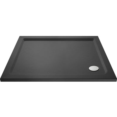 Porto Chrome 6mm Sliding Shower Door With Slate Effect Stone Resin Tray & Waste - 1200 x 760mm