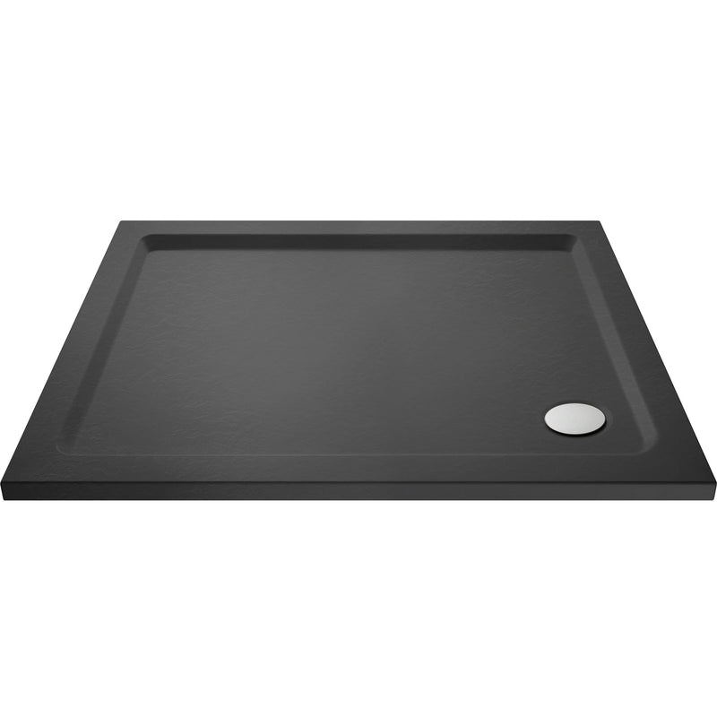 Porto Chrome 6mm Sliding Shower Door With Slate Effect Stone Resin Tray & Waste - 1200 x 760mm