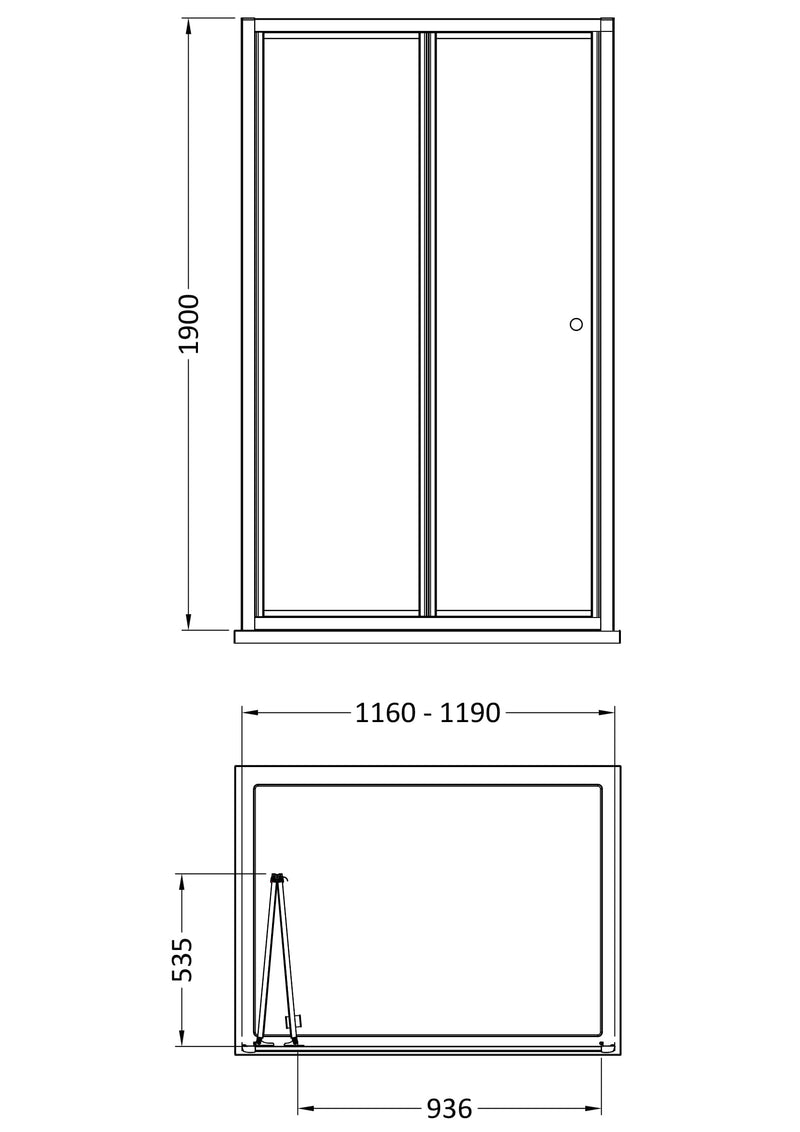 Porto 6mm Bi-Fold Shower Door - 1200mm, 1900mm High, Chrome