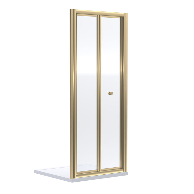 Porto 6mm Bi-Fold Shower Door - 760mm, 1900mm High, Brushed Brass
