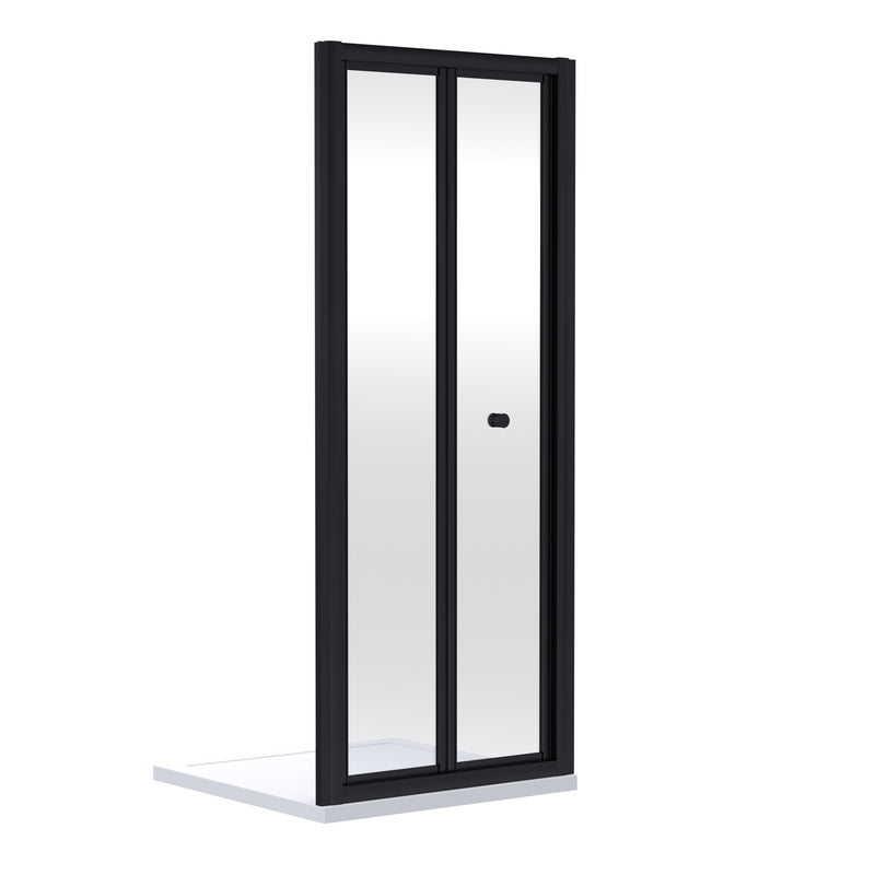 Porto 6mm Bi-Fold Shower Door - 760mm, 1900mm High, Matt Black
