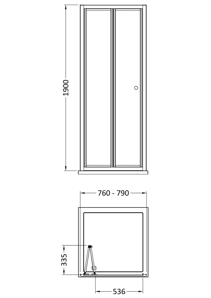 Porto 6mm Bi-Fold Shower Door - 800mm, 1900mm High, Matt Black