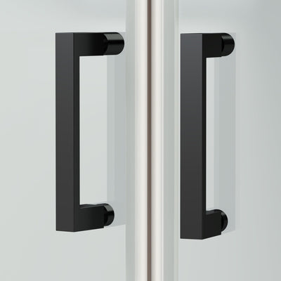 Porto Matt Black 6mm Sliding Shower Door With White Stone Resin Tray & Waste - 1100 x 900mm