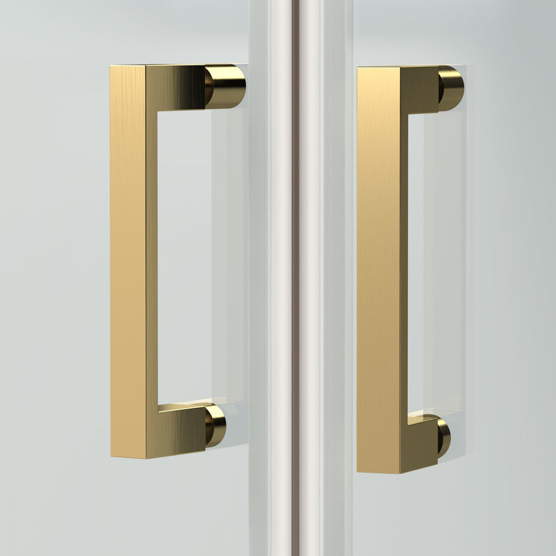 Porto Brushed Brass 6mm Sliding Shower Door With White Stone Resin Tray & Waste - 1700 x 760mm