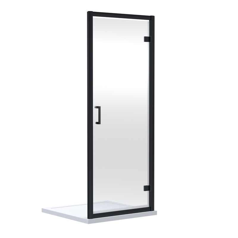 Porto 6mm Hinged Shower Door - 760mm, 1900mm High, Matt Black