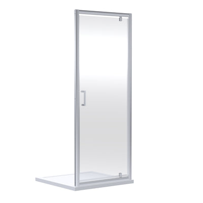 Porto Chrome 6mm Pivot Shower Door With Slate Effect Stone Resin Tray & Waste - 800 x 800mm