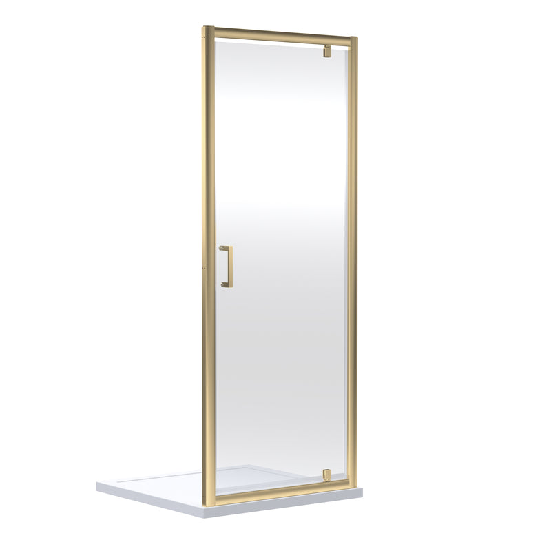 Porto 6mm Pivot Shower Door - 760mm, 1900mm High, Brushed Brass