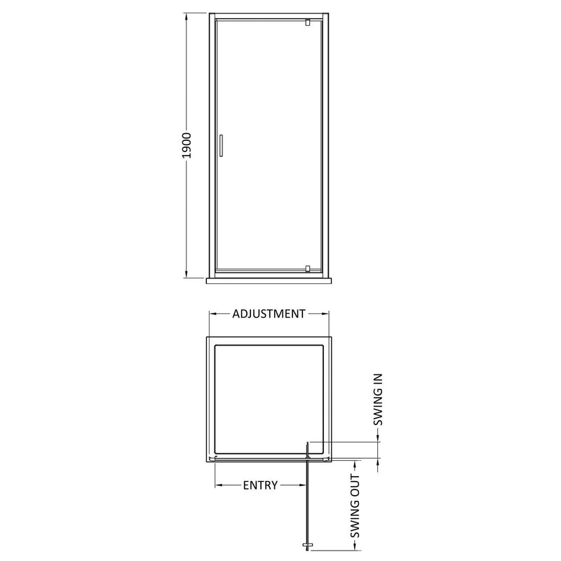 Porto Chrome 6mm Pivot Shower Door With Slate Effect Stone Resin Tray & Waste - 900 x 760mm