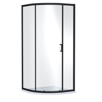 Porto 6mm Single Entry Quadrant Shower Enclosure - 900 x 900mm, 1900mm High, Matt Black