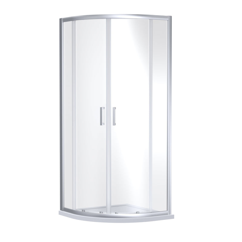 Porto Chrome 6mm Quadrant Shower Enclosure With White Stone Resin Tray & Waste - 1000 X 1000mm