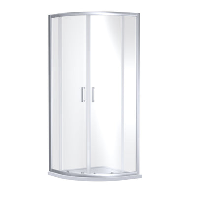 Porto Chrome 6mm Quadrant Shower Enclosure With White Stone Resin Tray & Waste - 800 x 800mm