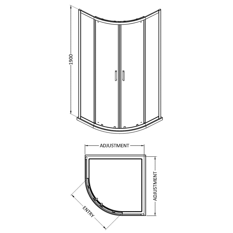 Porto Chrome 6mm Quadrant Shower Enclosure With White Stone Resin Tray & Waste - 800 x 800mm