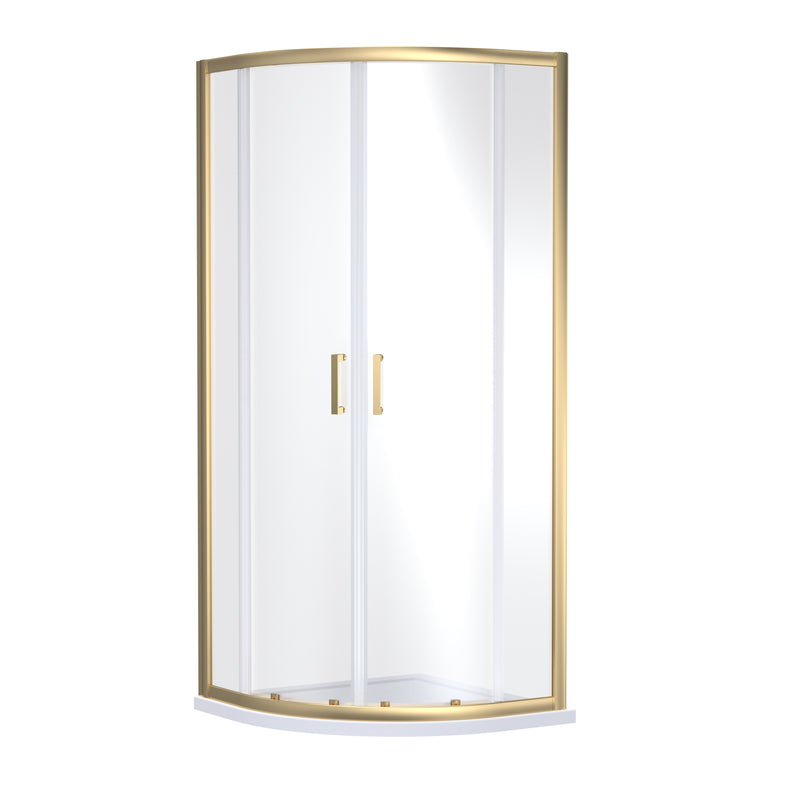 Porto 6mm Quadrant Shower Enclosure - 800 x 800mm, 1900mm High, Brushed Brass
