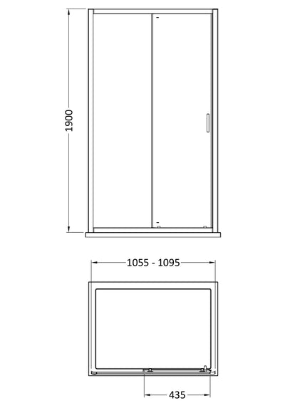 Porto 6mm Single Sliding Shower Door - 1100mm, 1900mm High, Chrome
