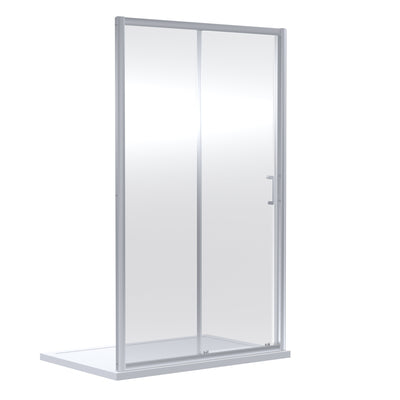 Porto Chrome 6mm Sliding Shower Door With Slate Effect Stone Resin Tray & Waste - 1600 x 800mm